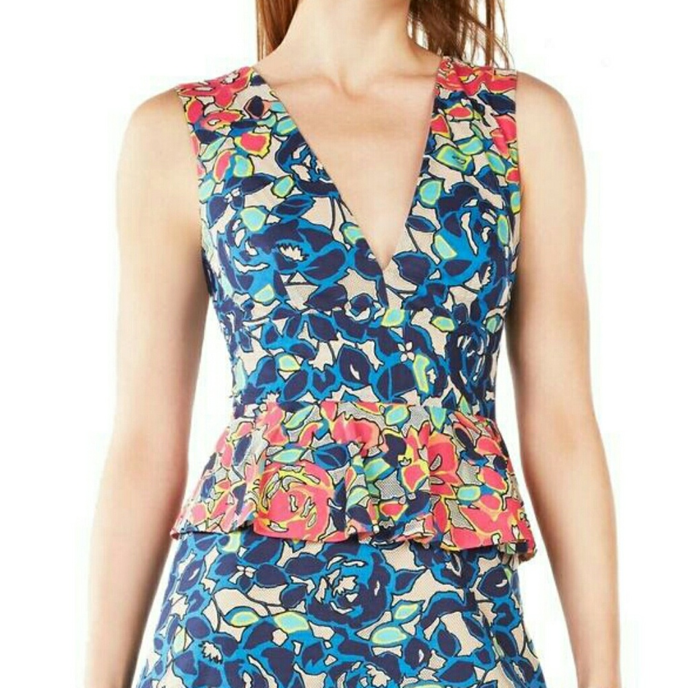 Sale!BCBGMAXAZRIA Caron Floral Print Peplum Dress